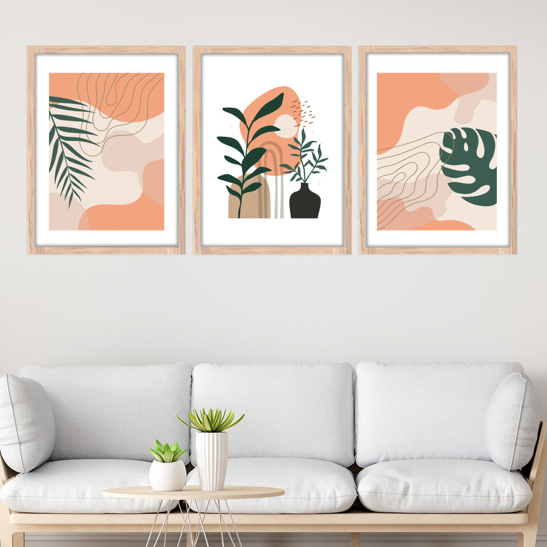 Peach Botanical Trio Wall Frame