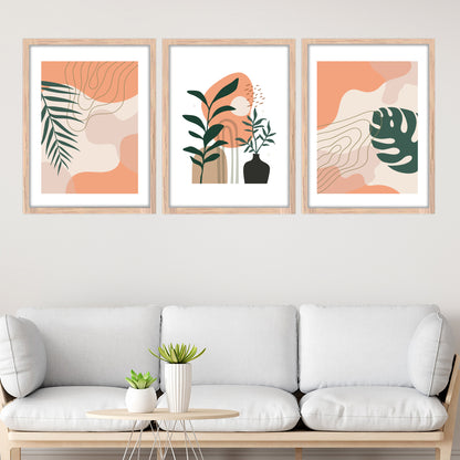 Peach Botanical Trio Wall Frame