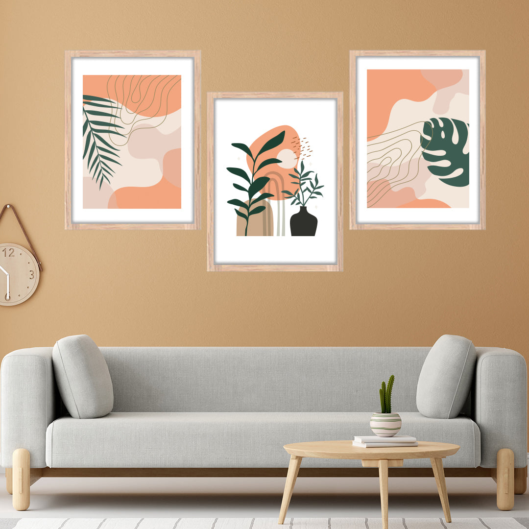 Peach Botanical Trio Wall Frame