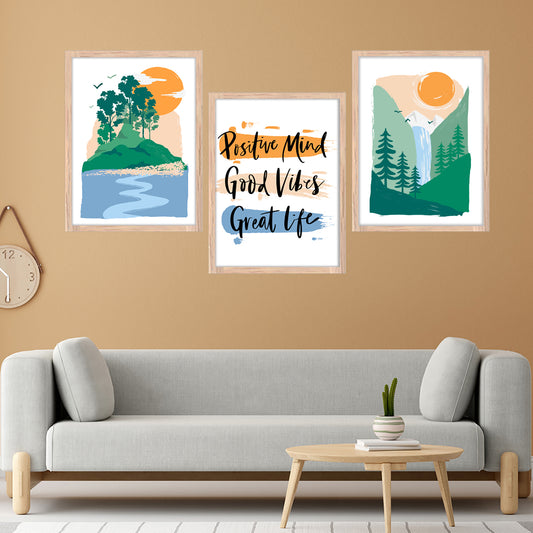 Positive Vibes Landscape Wall Frame Set