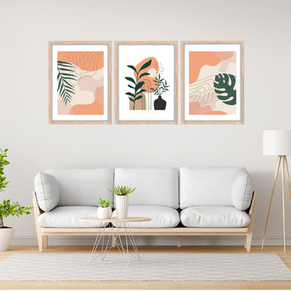 Peach Botanical Trio Wall Frame