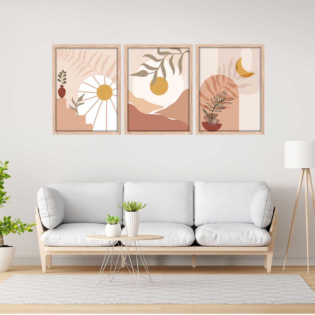 Minimal Sunset Trio Wall Frame
