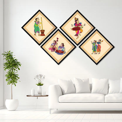Pattachitra Folk Dance Wall Frame Set