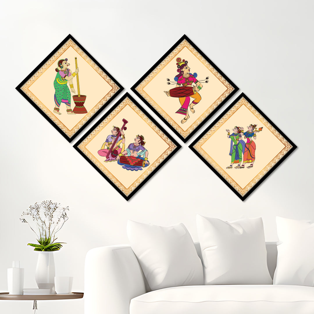 Pattachitra Folk Dance Wall Frame Set