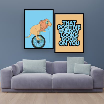 Lion Unicycle and Quote Duo Wall Frame