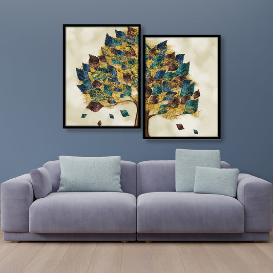 Premium Botanical Floral Artwork with Wooden Frame