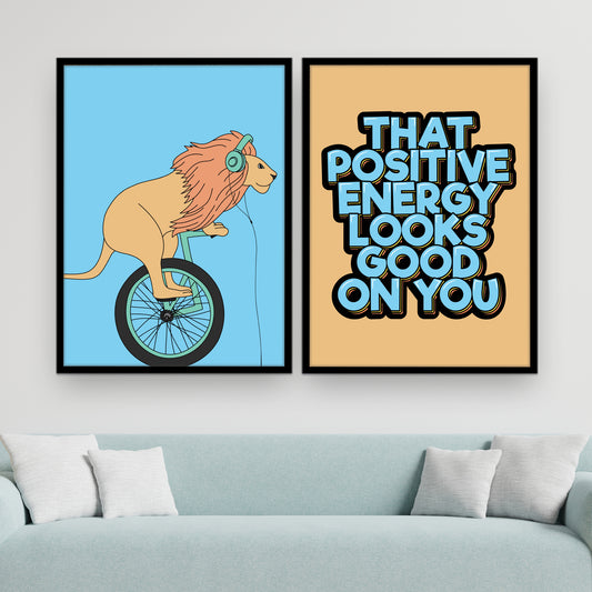 Lion Unicycle and Quote Duo Wall Frame