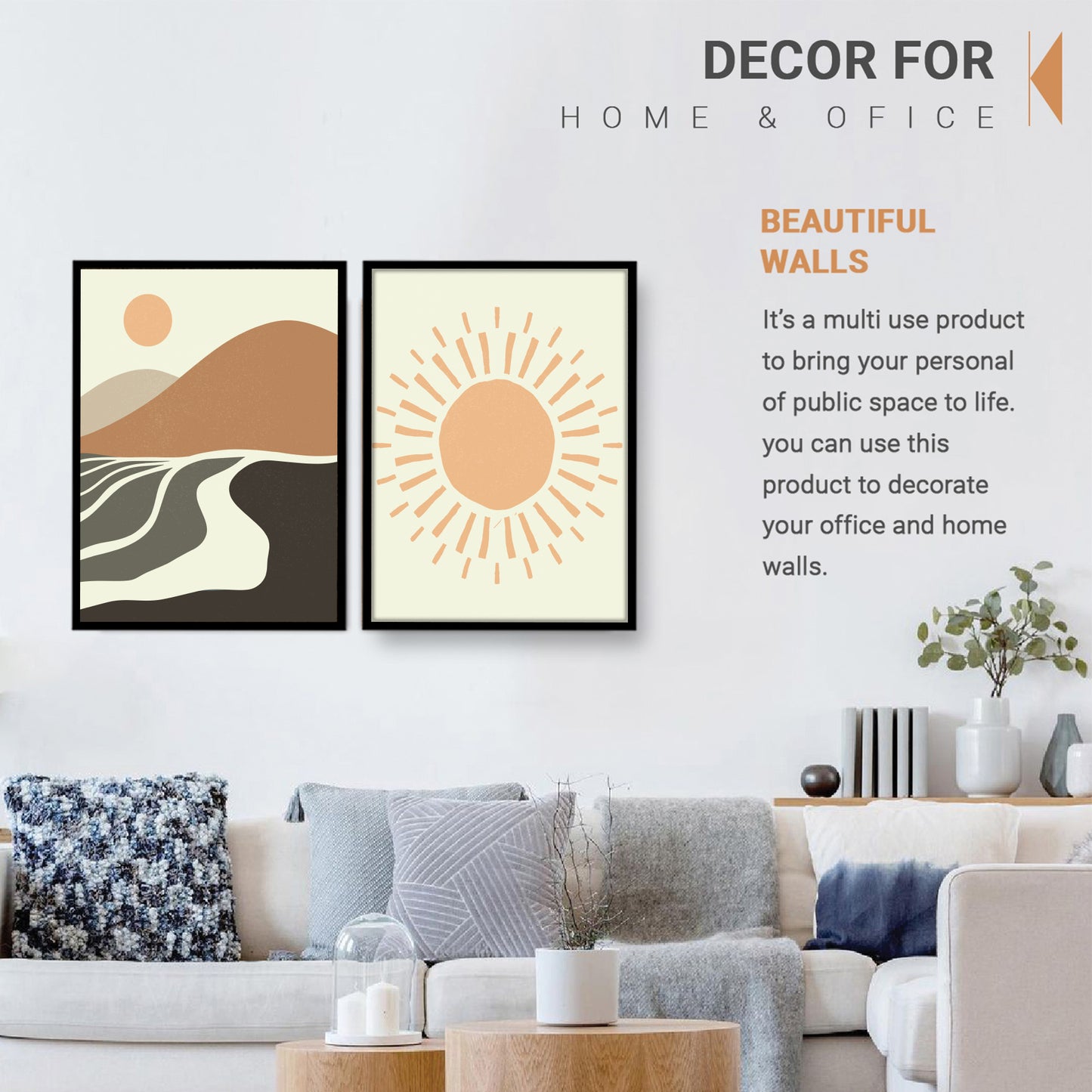 Winding Road and Radiant Sun Black Wall Frame