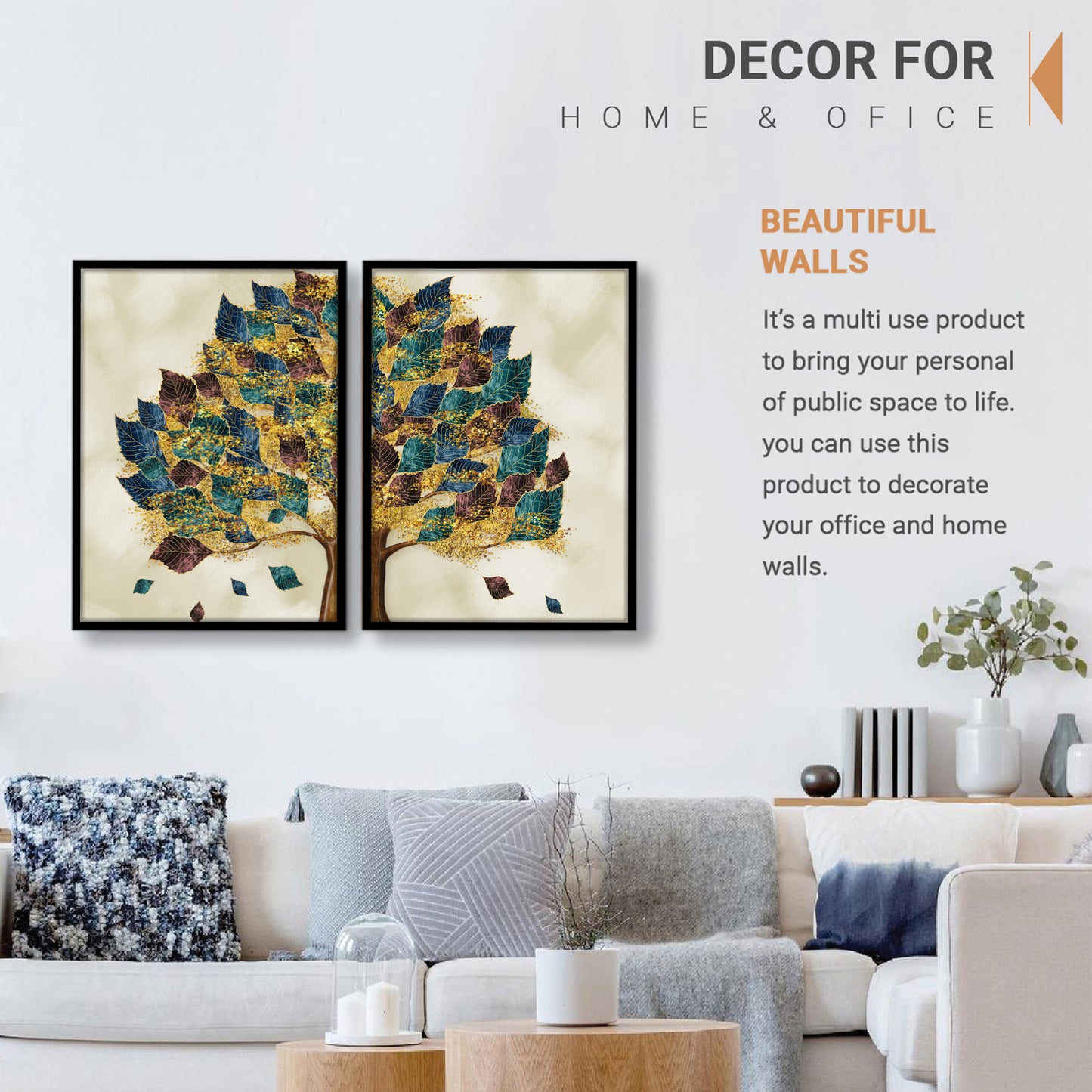 Premium Botanical Floral Artwork with Wooden Frame