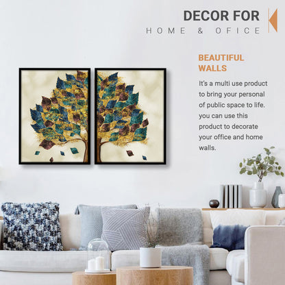 Premium Botanical Floral Artwork with Wooden Frame