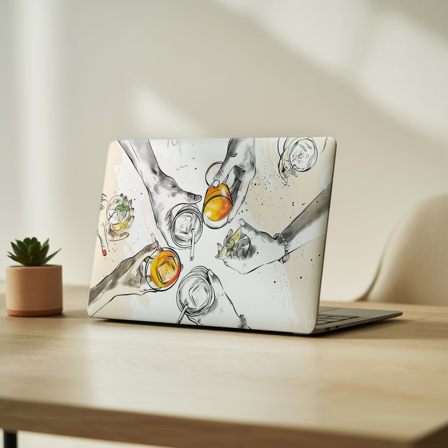 Summer Toast Watercolor Illustration Laptop Skin