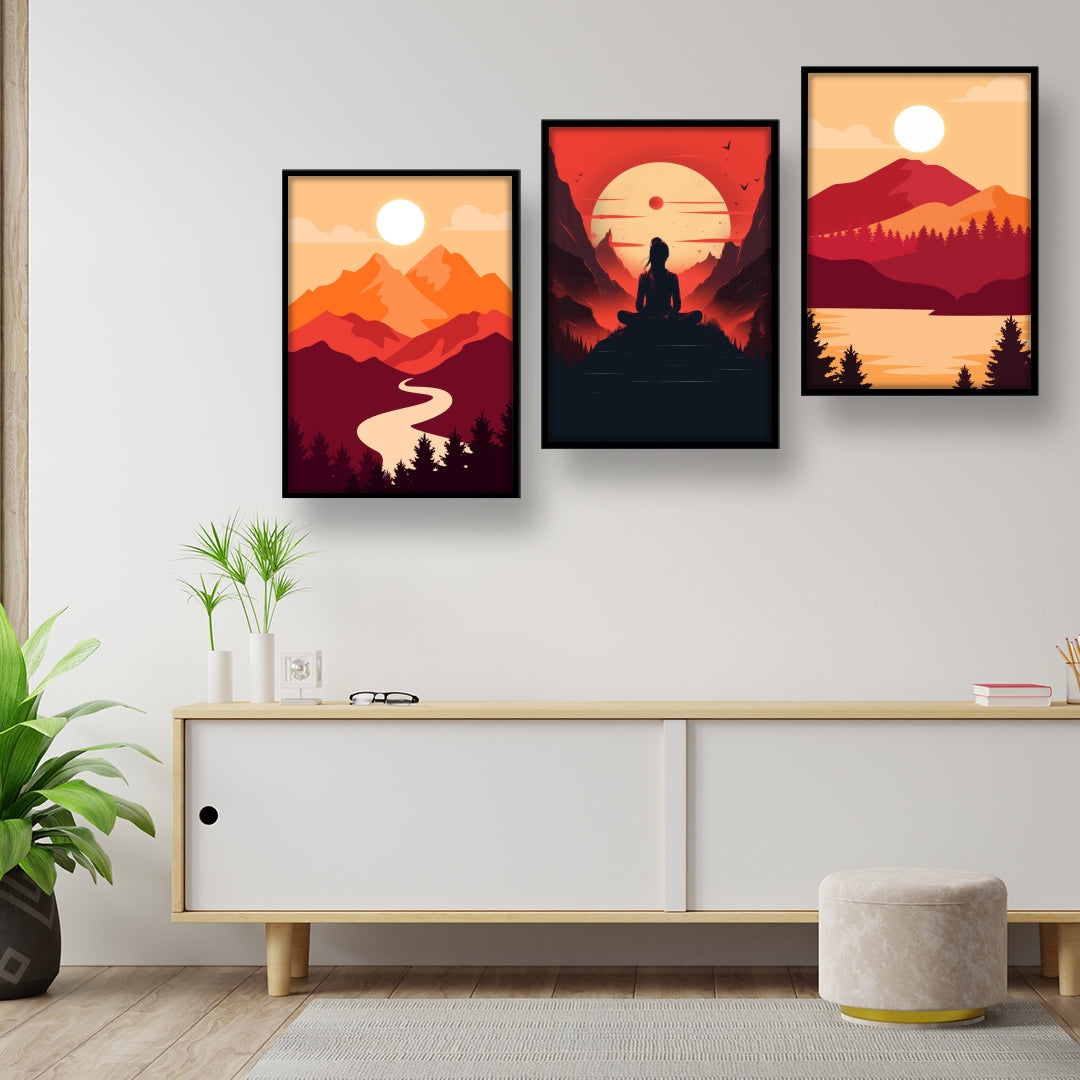 Sunset Serenity Trio Wall Frame Set