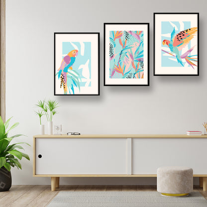 Tropical Parrot Trio Wall Frame