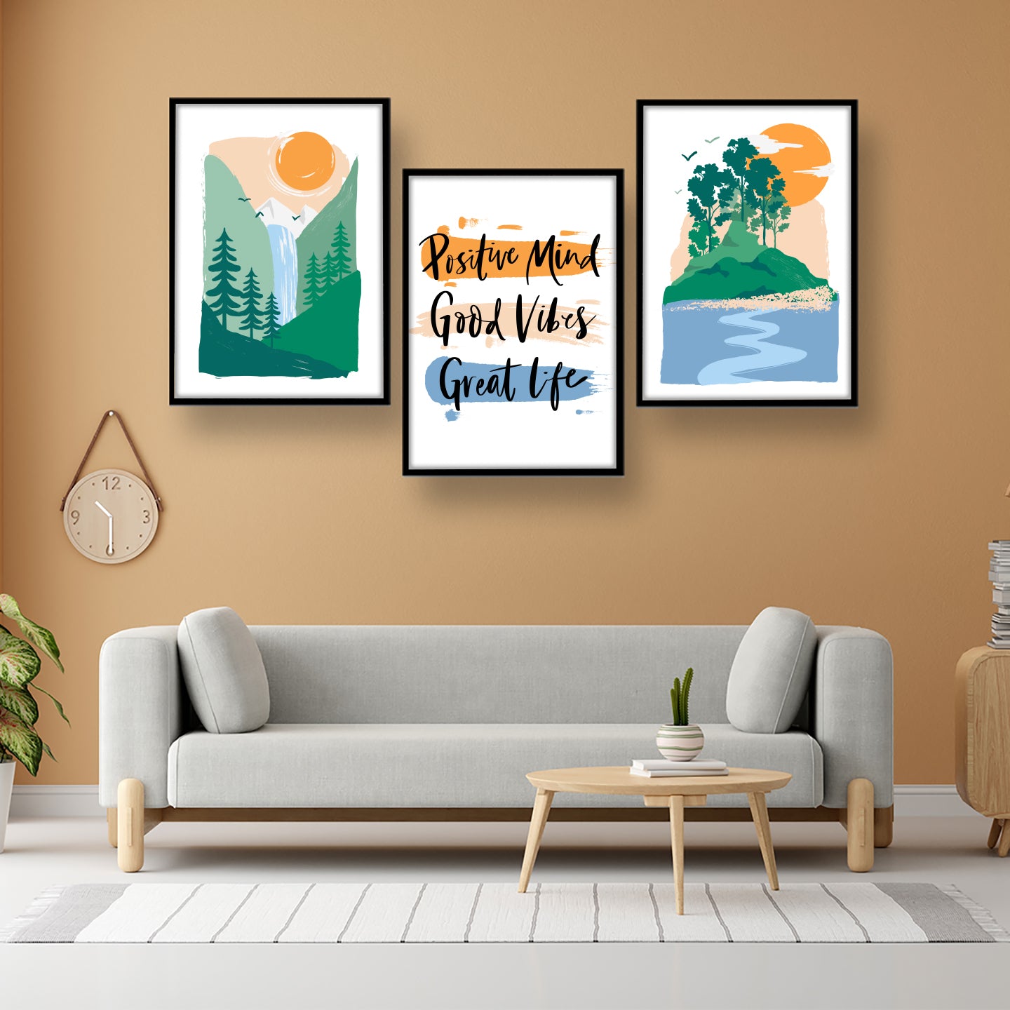 Positive Vibes Landscape Wall Frame Set