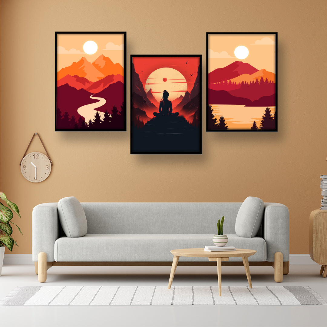 Sunset Serenity Trio Wall Frame Set