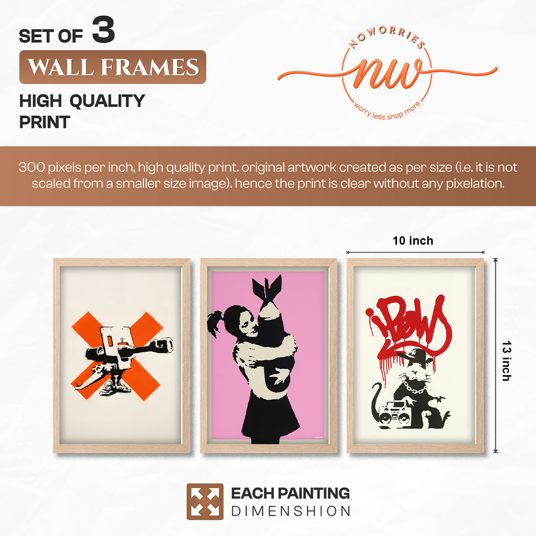 Banksy Inspired Street Art Wall Set of 3
