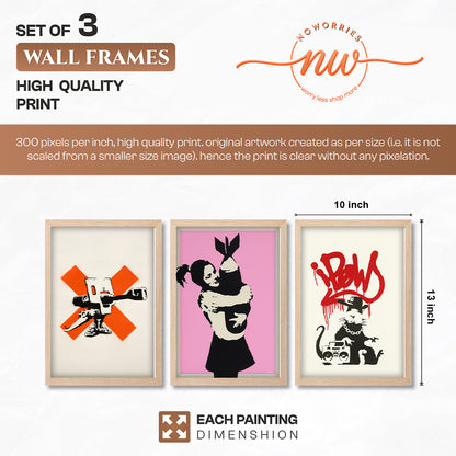 Banksy Inspired Street Art Wall Set of 3