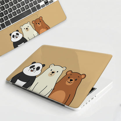 Three Cute Bears Kawaii Illustration Laptop Skin