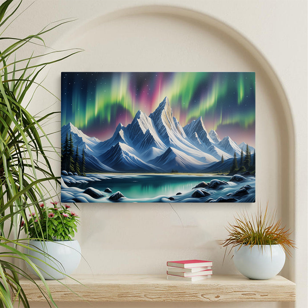 Northern Lights Peak Wall Canvas
