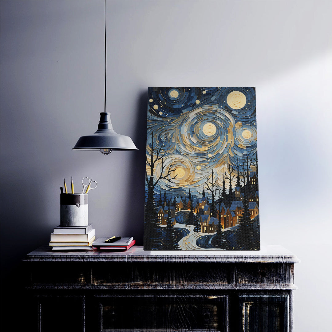 Starry Night Village Canvas