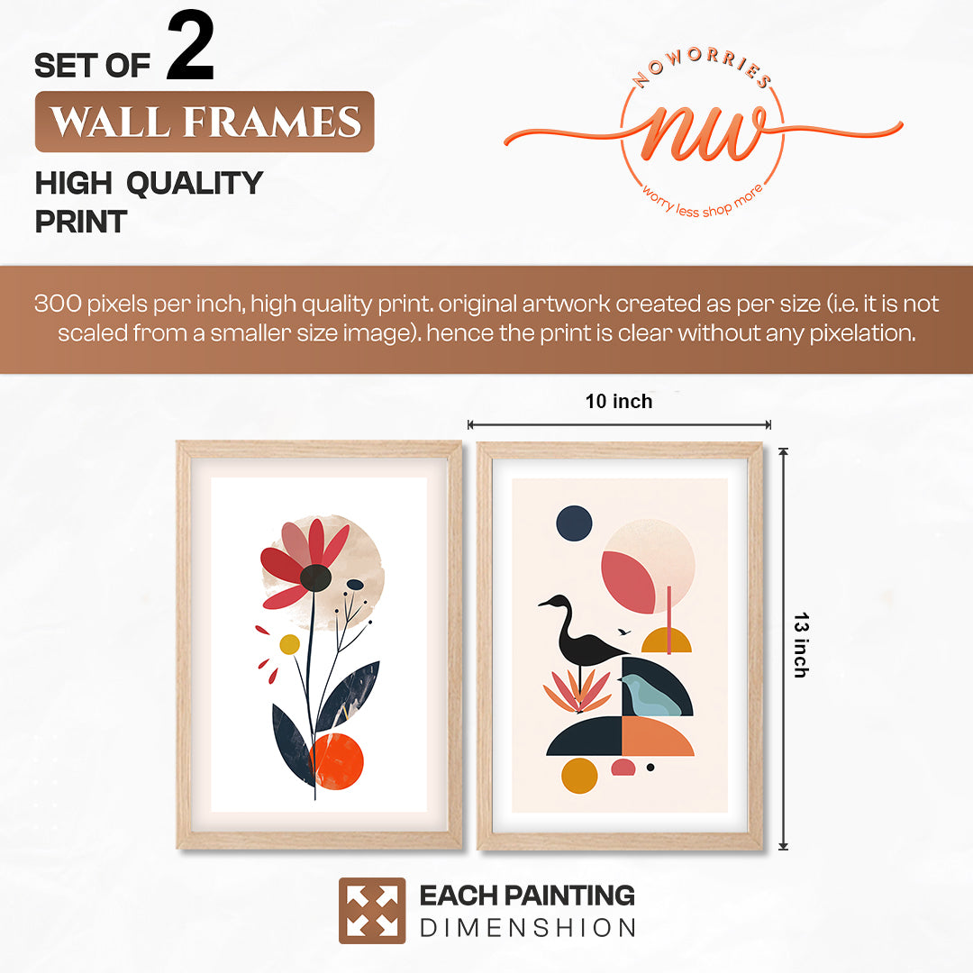 Abstract Modern Floral Wall Art Set of 2