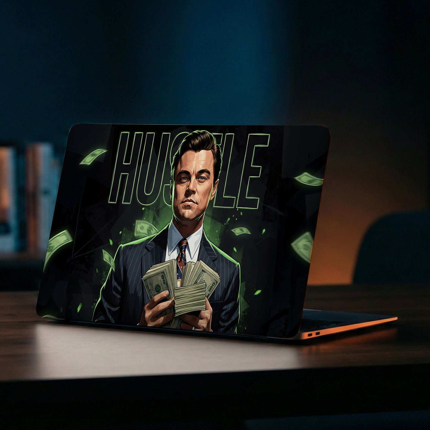 Hustle & Cash Neon Green Motivation Aesthetic Laptop Skin