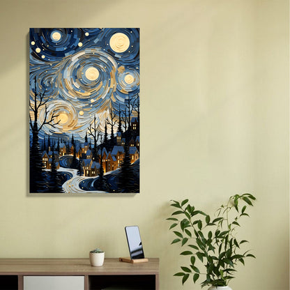 Starry Night Village Canvas