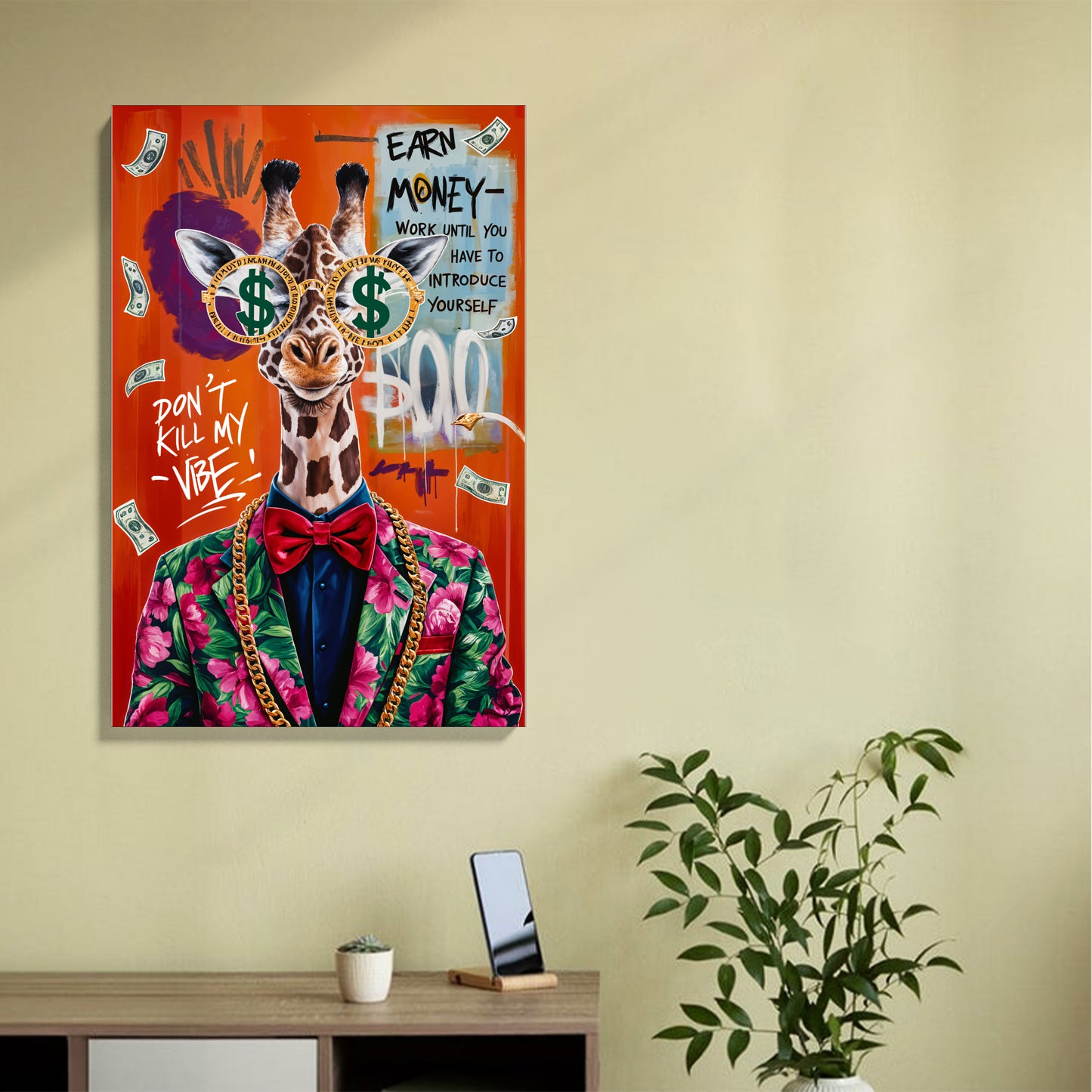 Money Vibe Giraffe Canvas