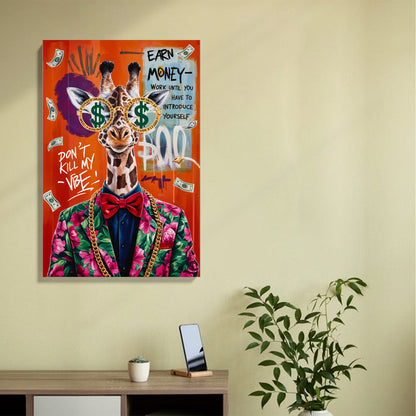 Money Vibe Giraffe Canvas