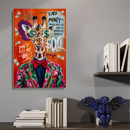 Money Vibe Giraffe Canvas