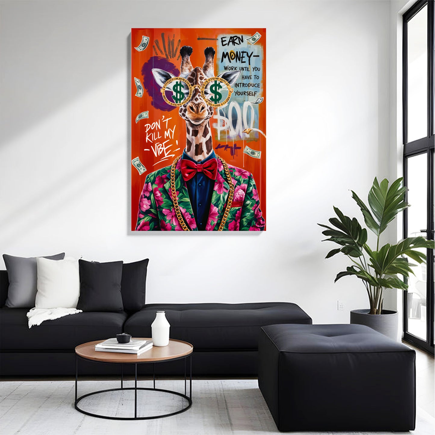 Money Vibe Giraffe Canvas