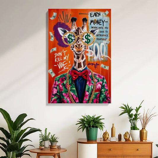 Money Vibe Giraffe Canvas