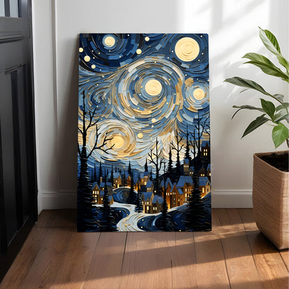Starry Night Village Canvas