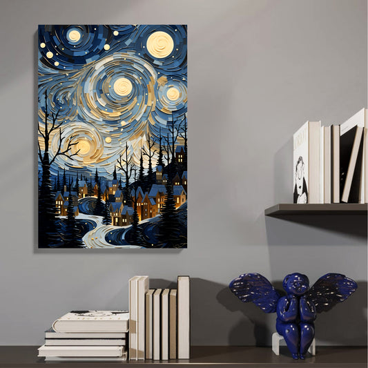 Starry Night Village Canvas