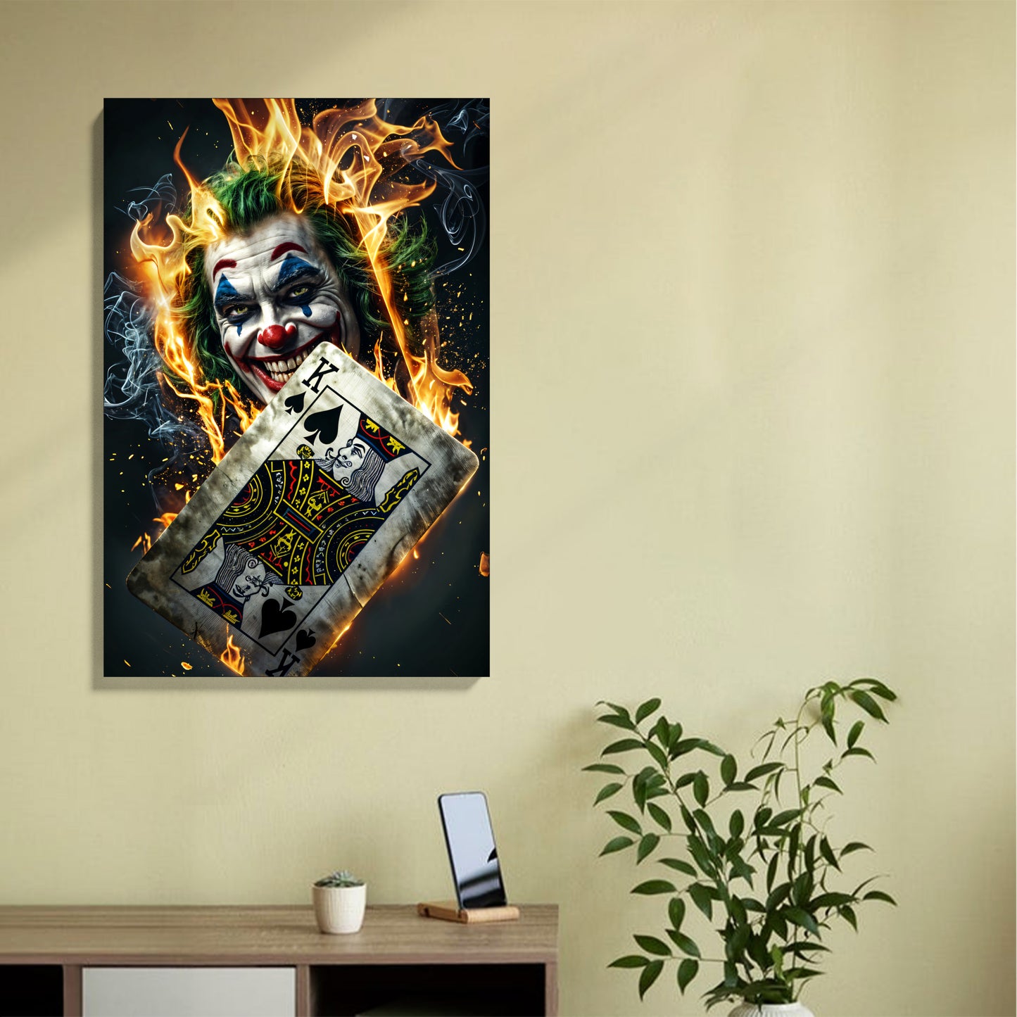 Flaming Joker Card Canvas