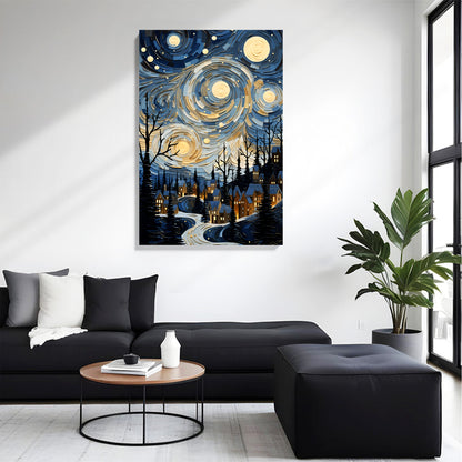 Starry Night Village Canvas