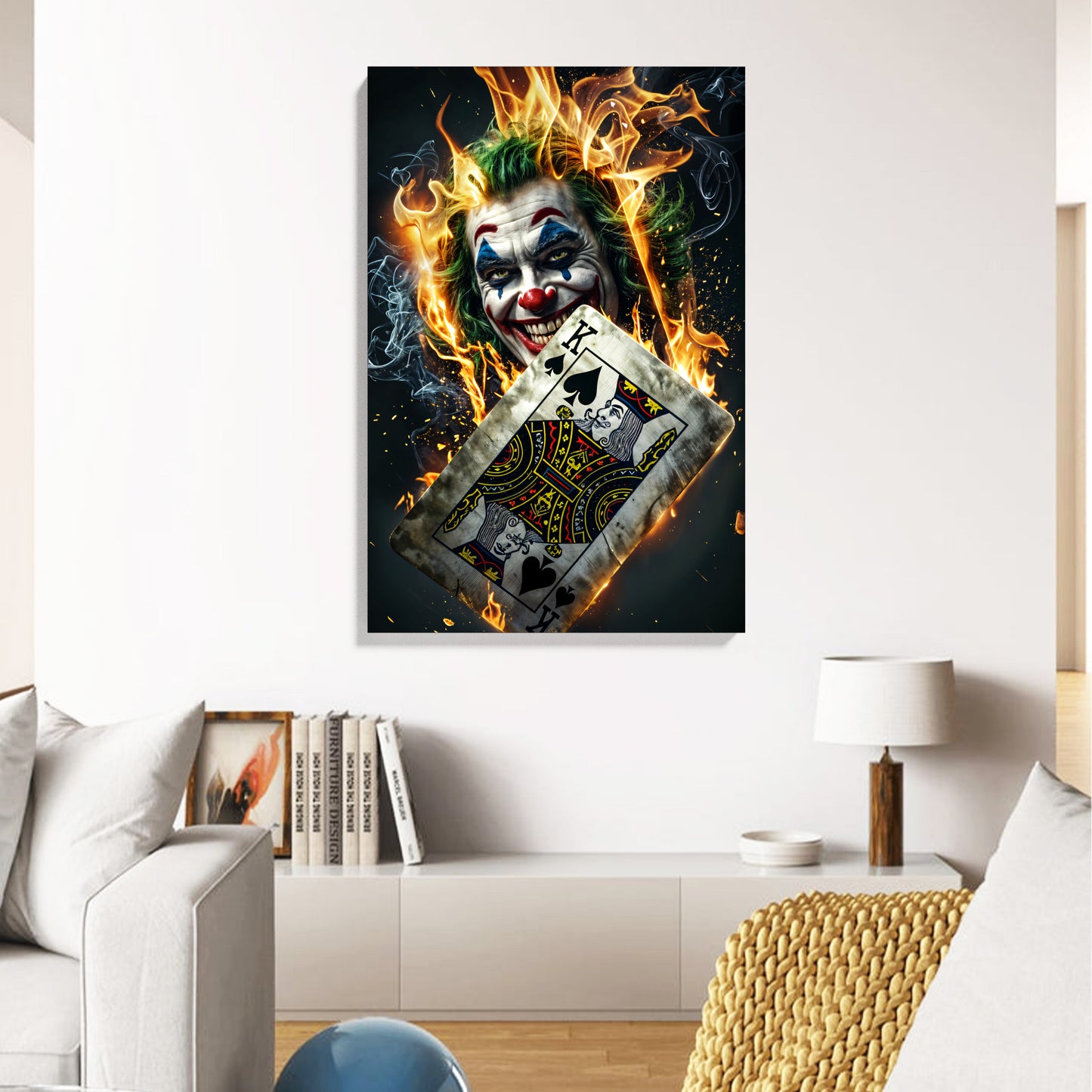 Flaming Joker Card Canvas