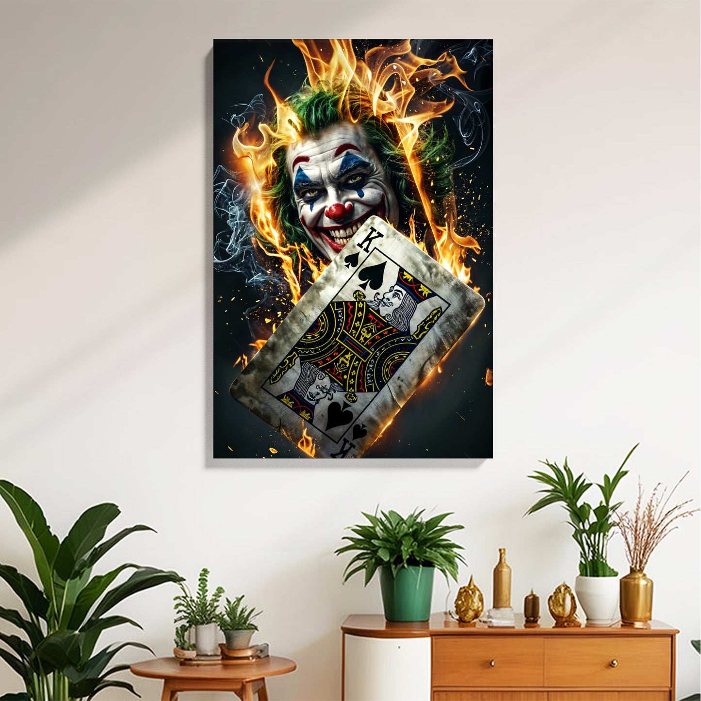 Flaming Joker Card Canvas