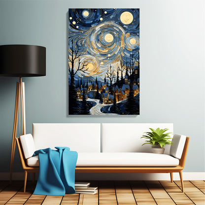 Starry Night Village Canvas