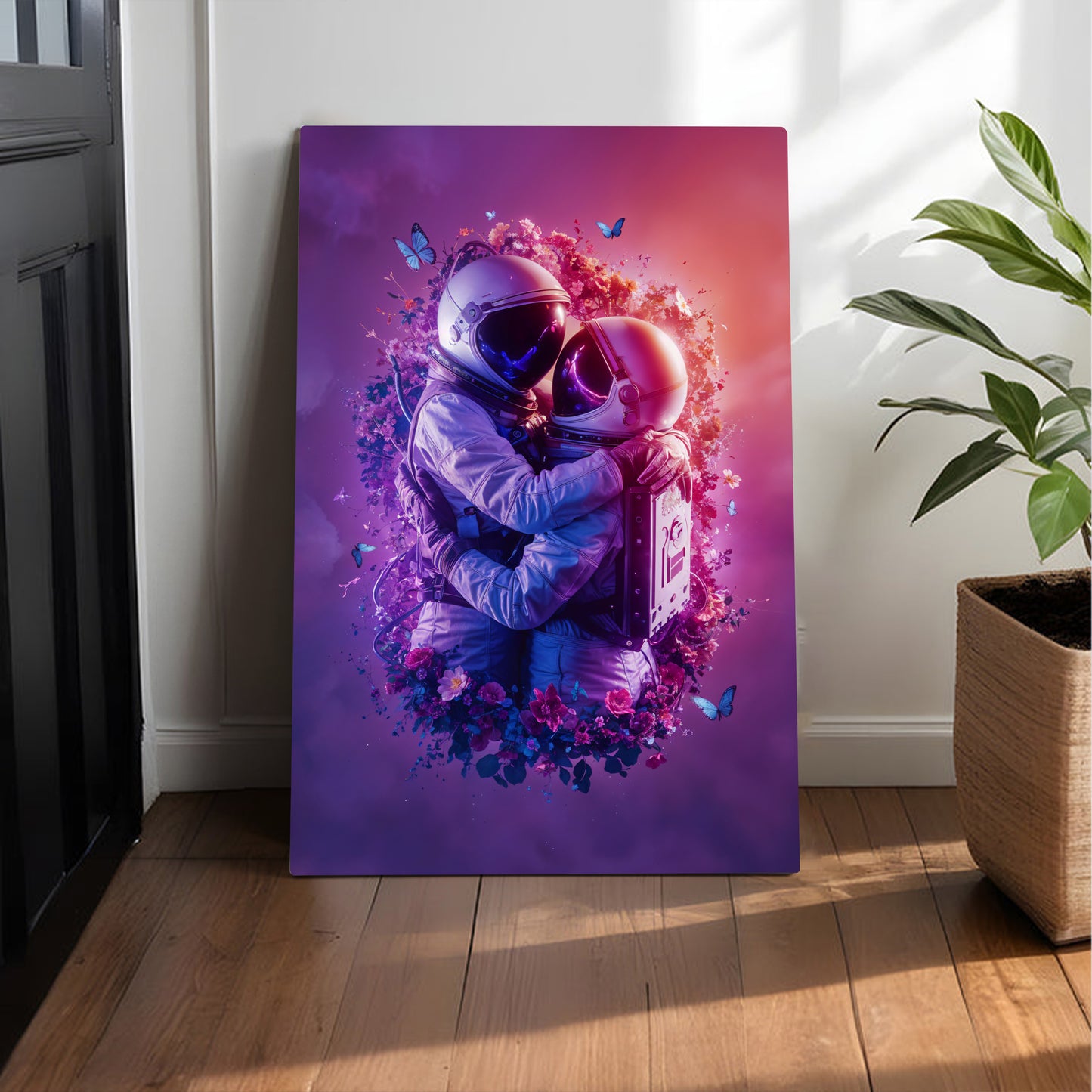 Astronaut Hug Galaxy Canvas