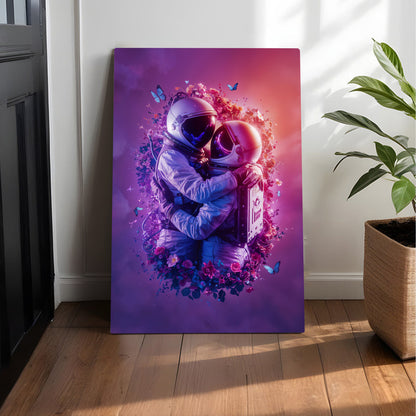 Astronaut Hug Galaxy Canvas