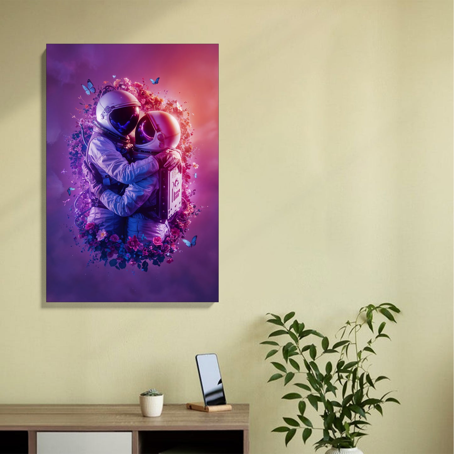 Astronaut Hug Galaxy Canvas