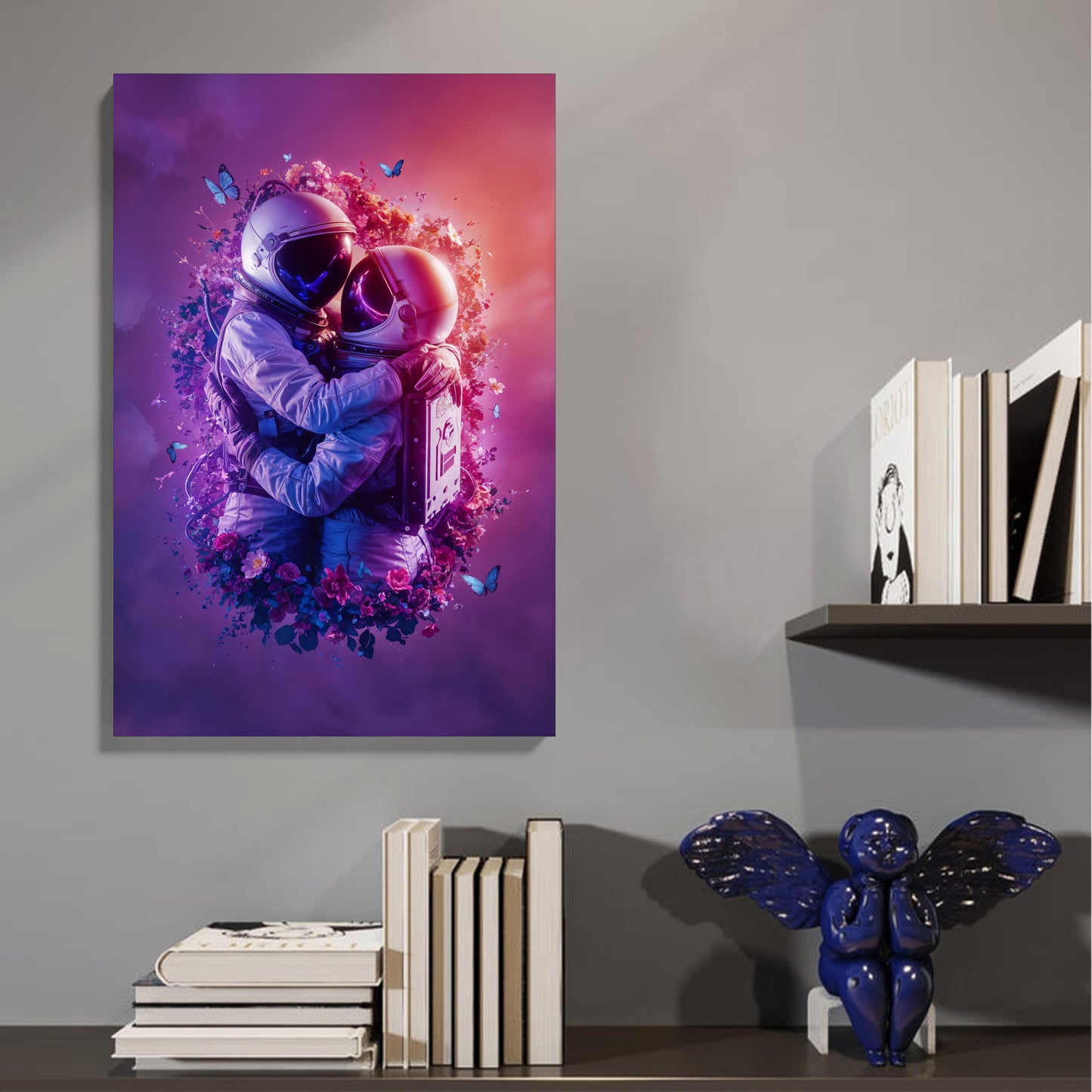 Astronaut Hug Galaxy Canvas