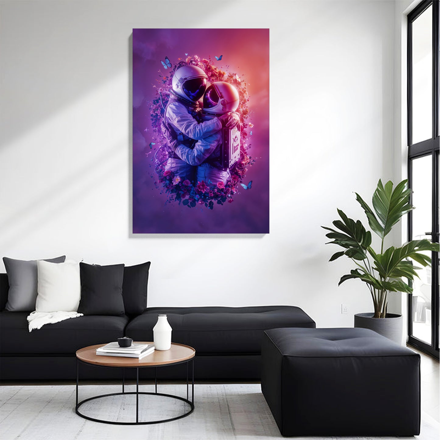 Astronaut Hug Galaxy Canvas