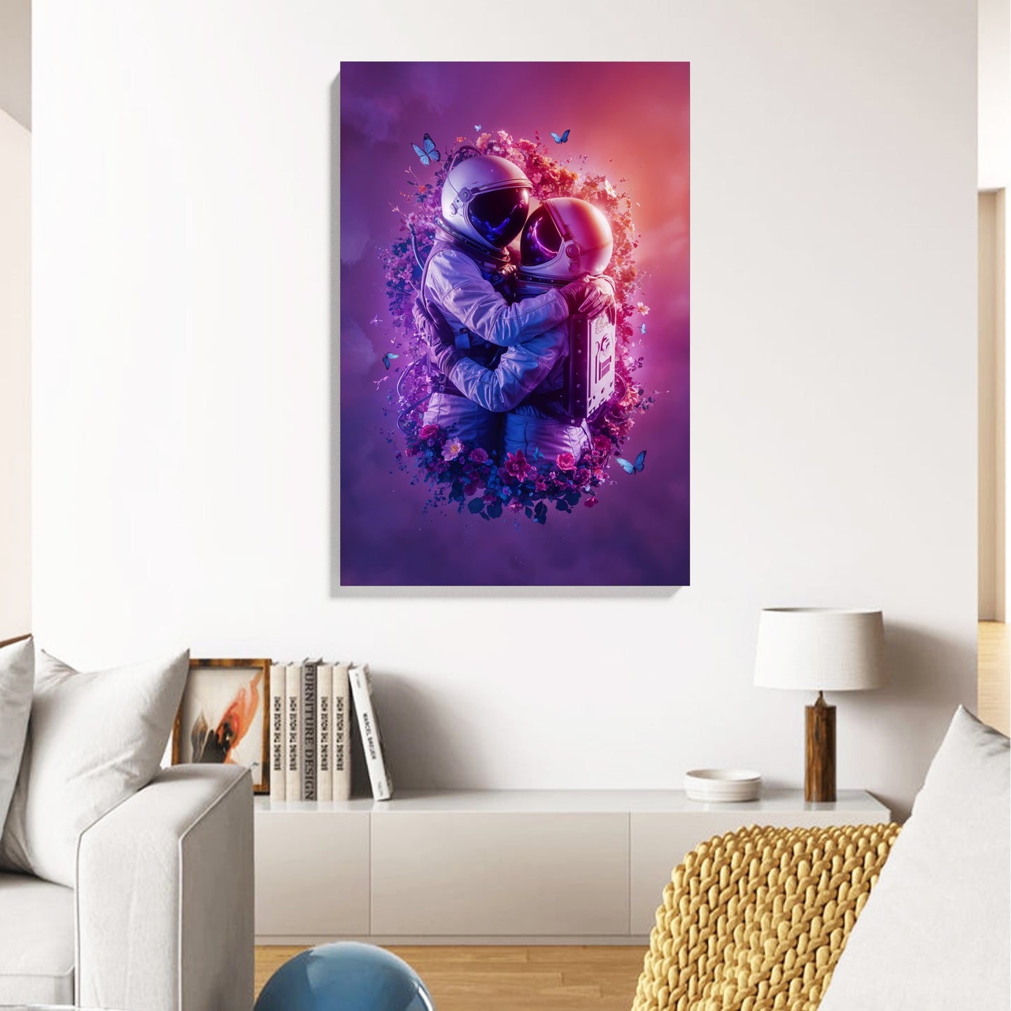 Astronaut Hug Galaxy Canvas