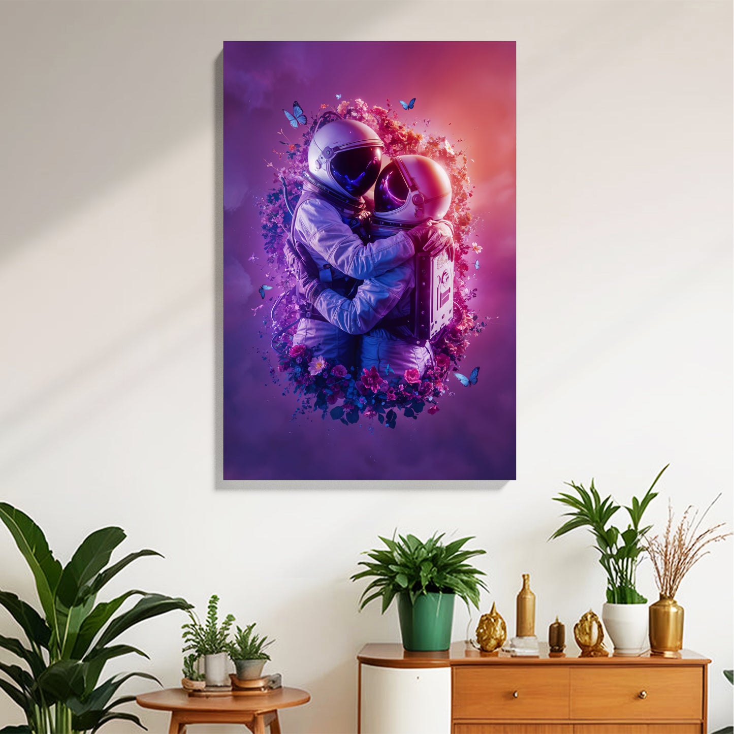 Astronaut Hug Galaxy Canvas