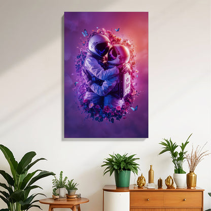 Astronaut Hug Galaxy Canvas