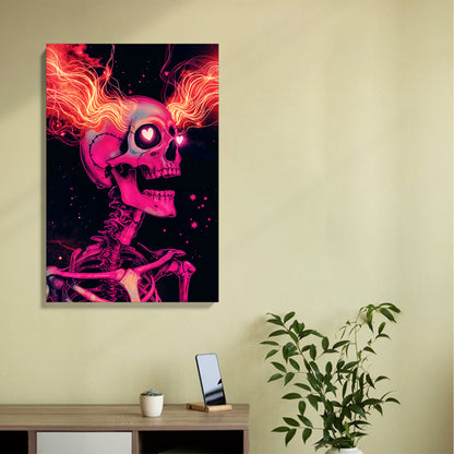 Flaming Heart Skeleton Canvas