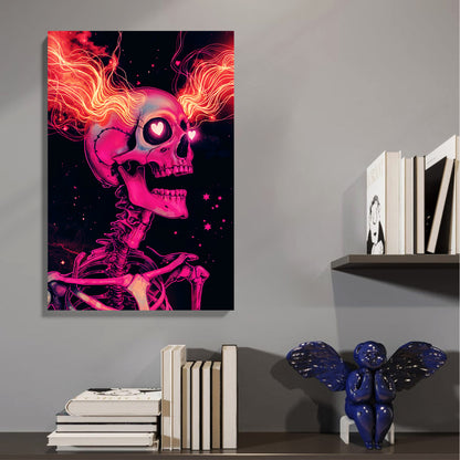 Flaming Heart Skeleton Canvas