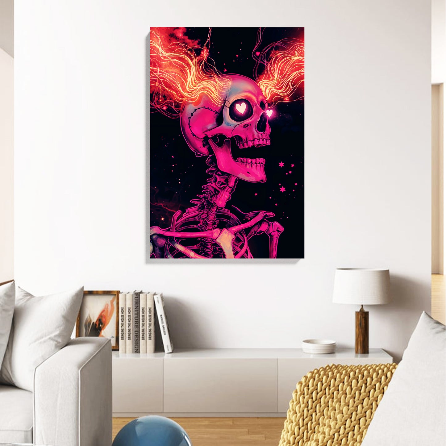 Flaming Heart Skeleton Canvas